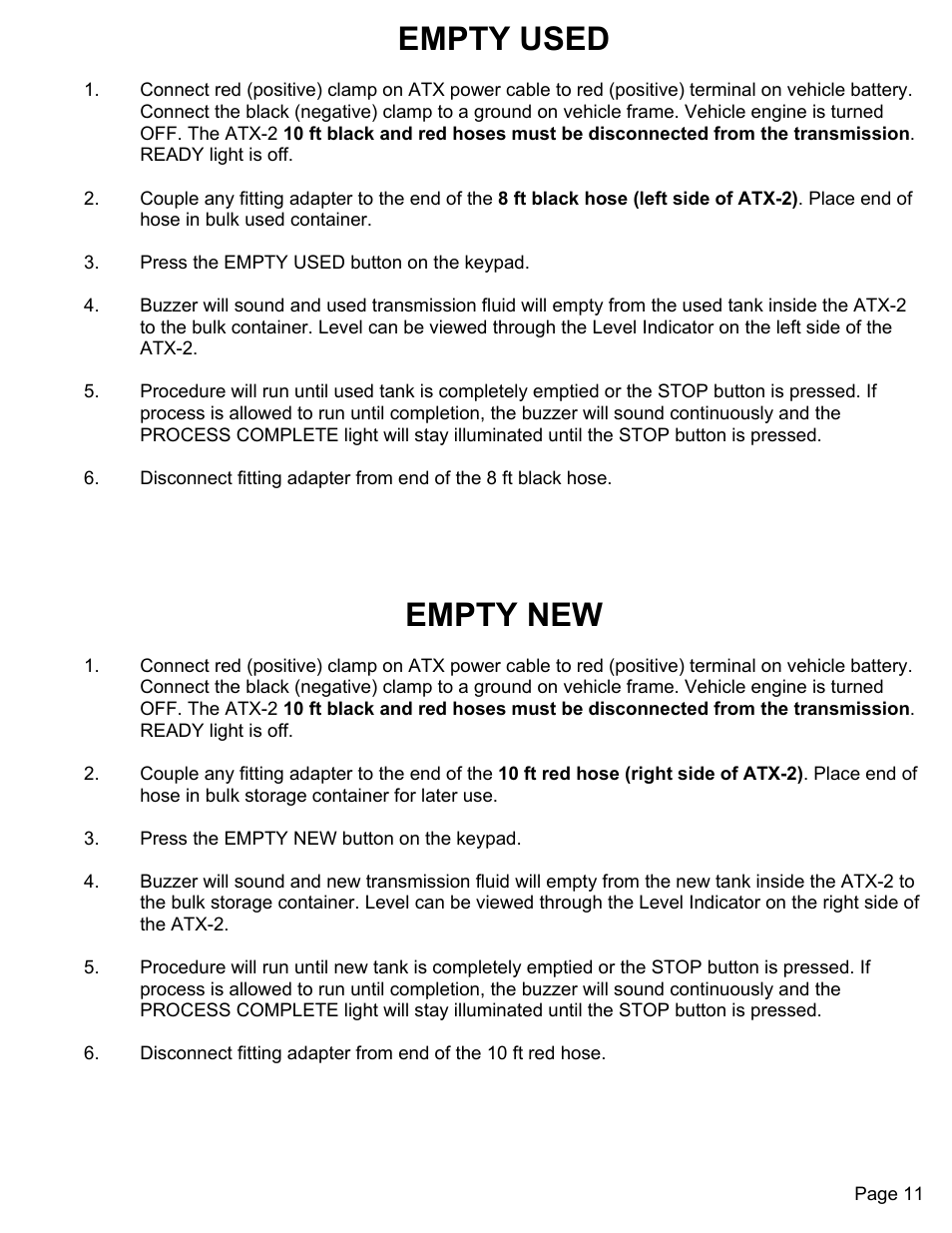 Empty used, Empty new | MAHLE RTI ATX-2PS (Rev B) User Manual | Page 12 / 15
