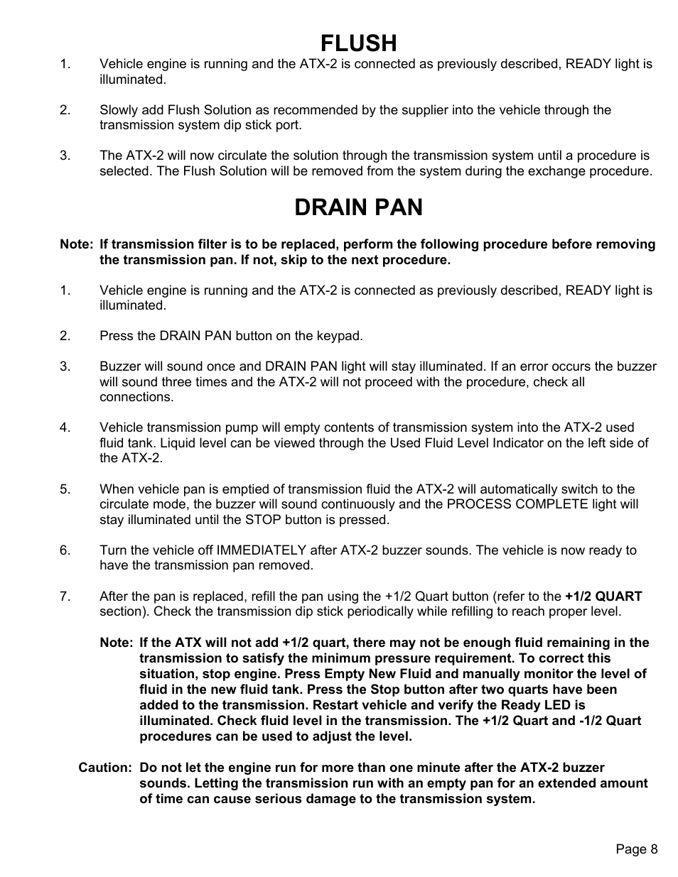Flush, Drain pan | MAHLE RTI ATX-2PS (Rev B) User Manual | Page 9 / 15