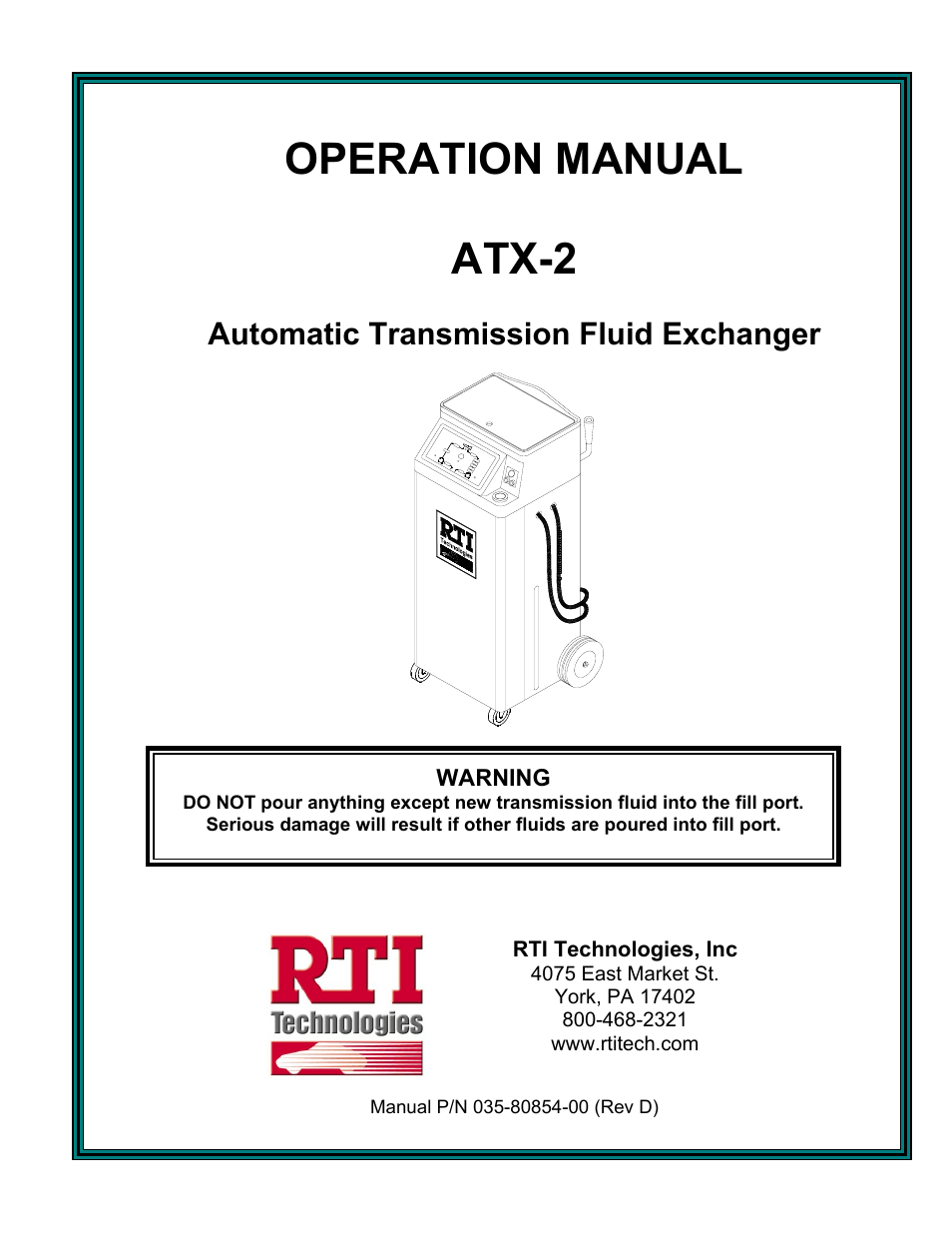 MAHLE RTI ATX-2PS (Rev D) User Manual | 17 pages
