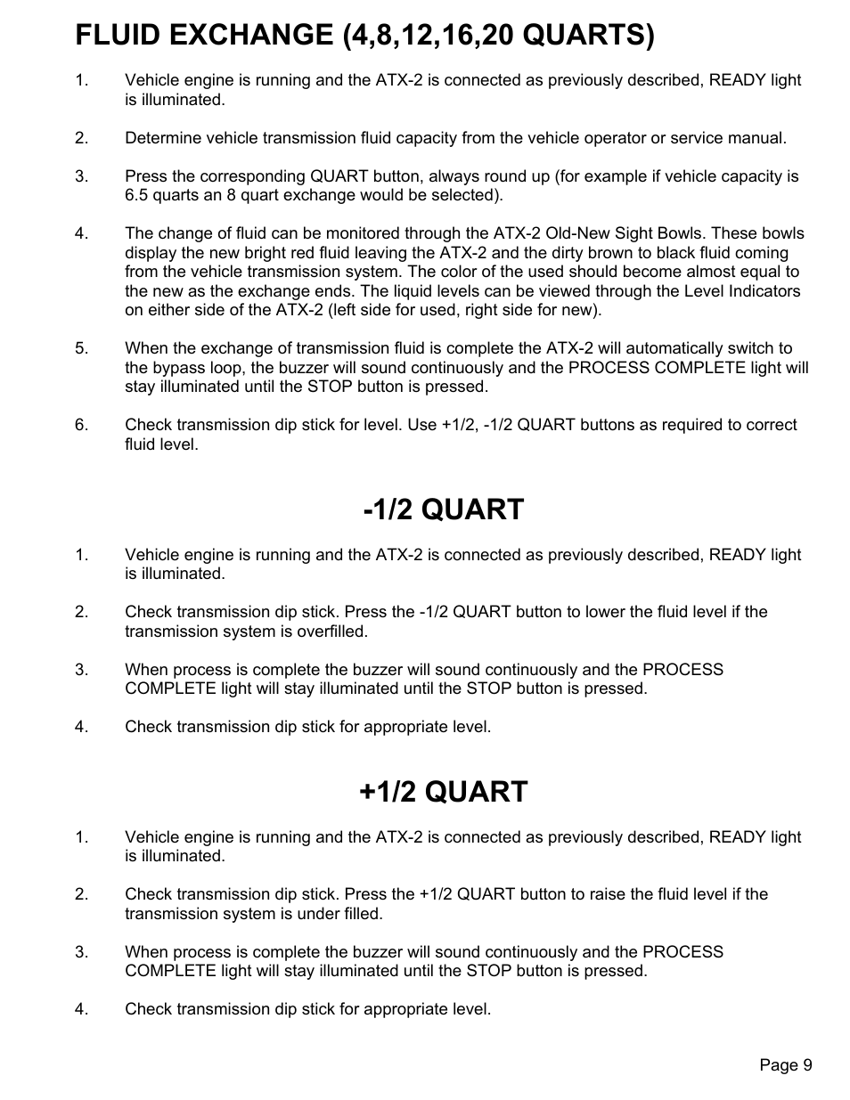 1/2 quart | MAHLE RTI ATX-2PS (Rev D) User Manual | Page 10 / 17
