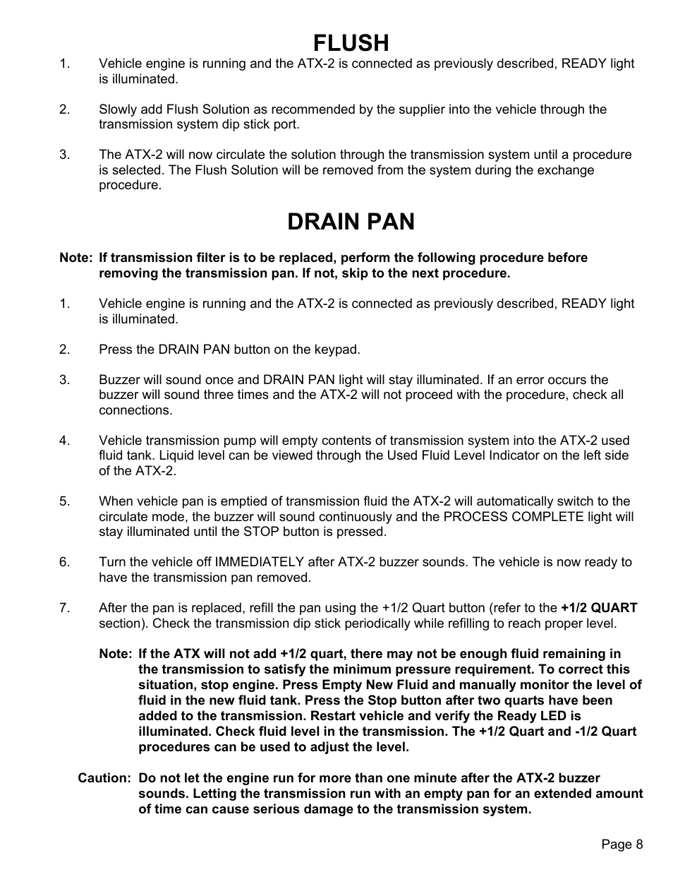 Flush, Drain pan | MAHLE RTI ATX-2PS User Manual | Page 9 / 17