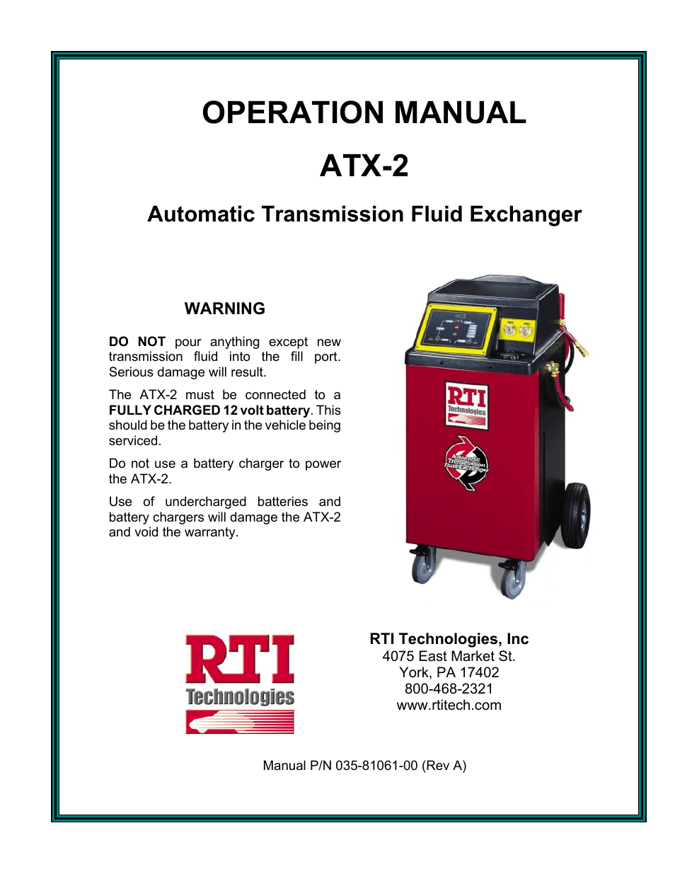 MAHLE RTI ATX-2PS (Rev A) User Manual | 17 pages