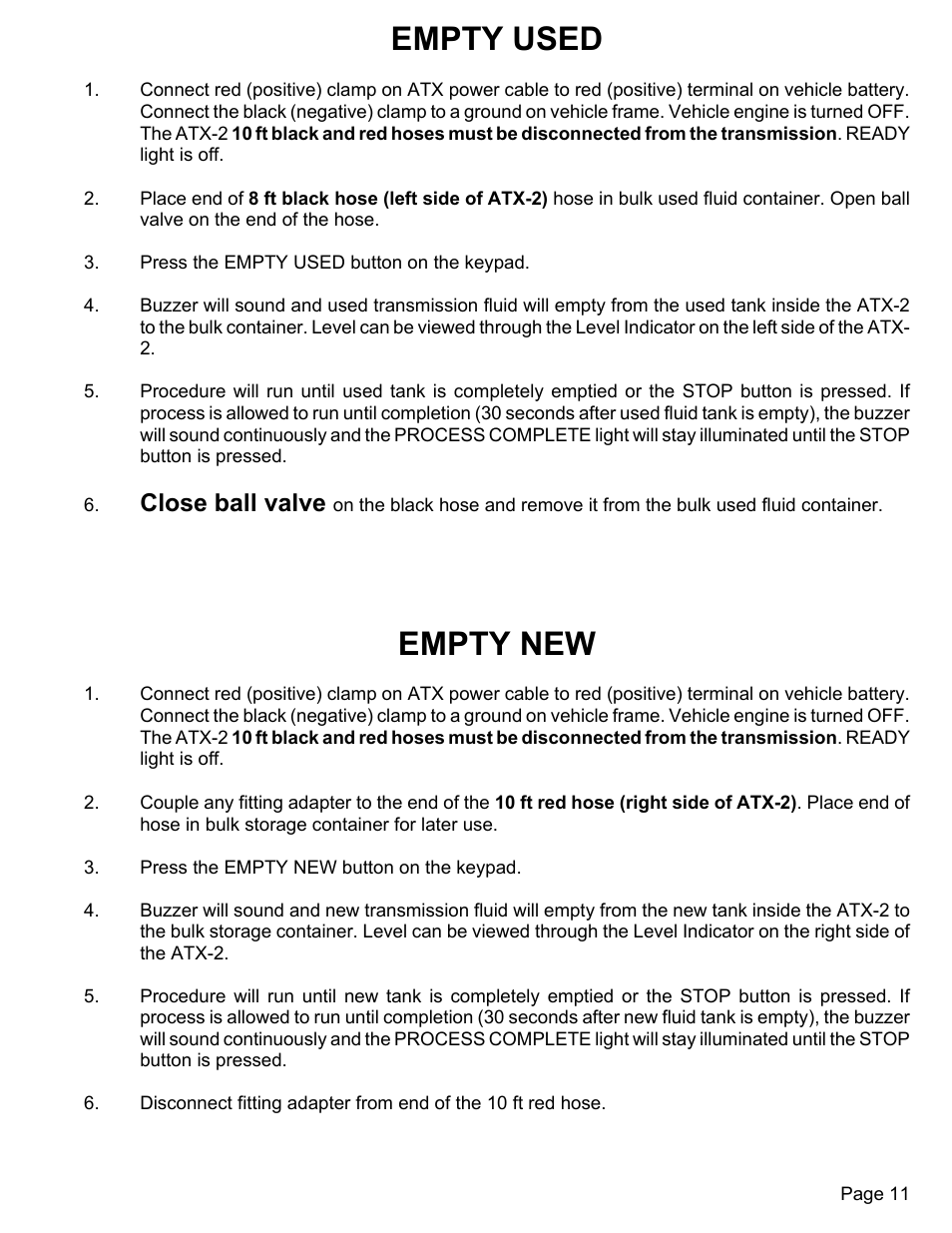 Empty used, Empty new, Close ball valve | MAHLE RTI ATX-2PS (Rev A) User Manual | Page 12 / 17