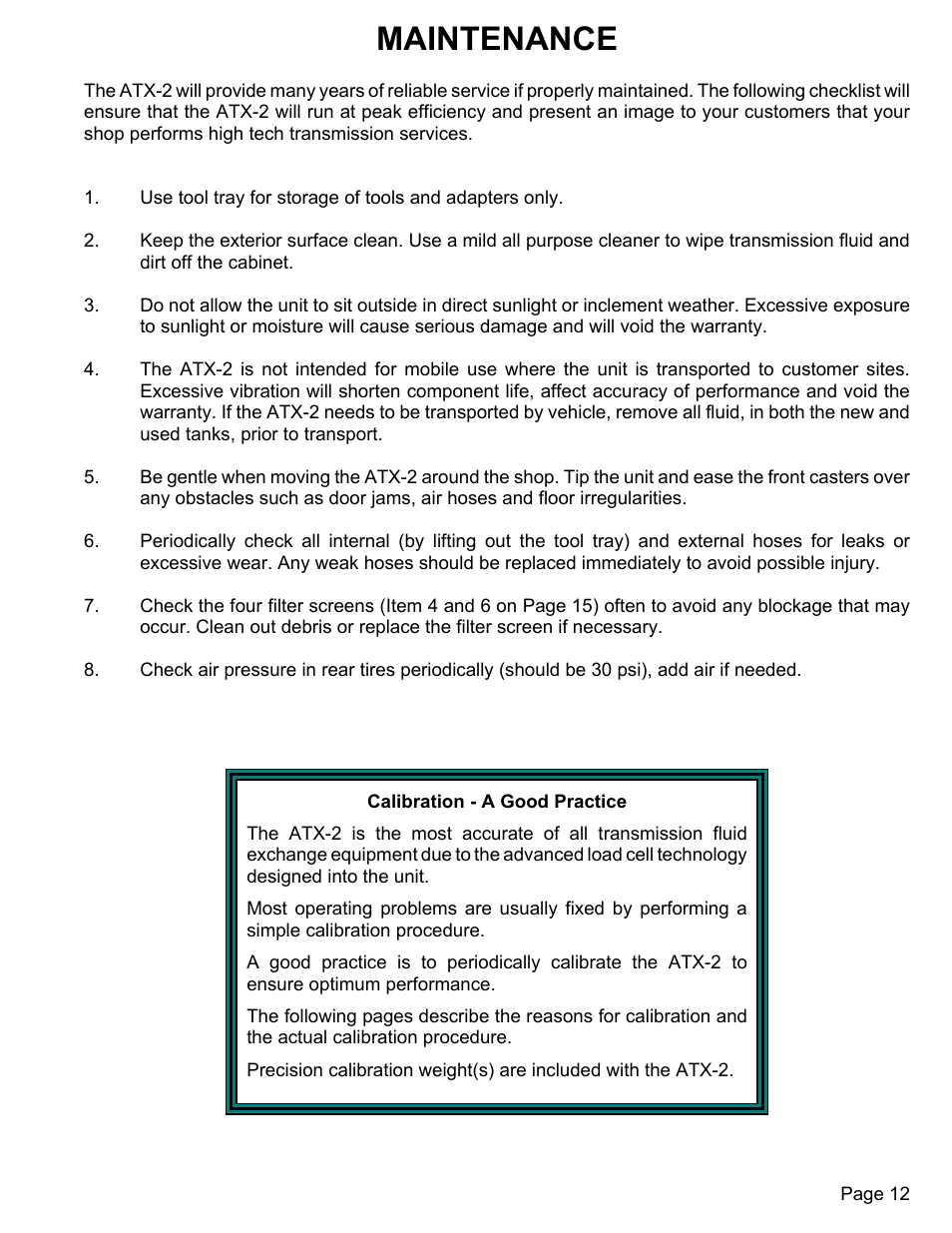 Maintenance | MAHLE RTI ATX-2PS (Rev A) User Manual | Page 13 / 17