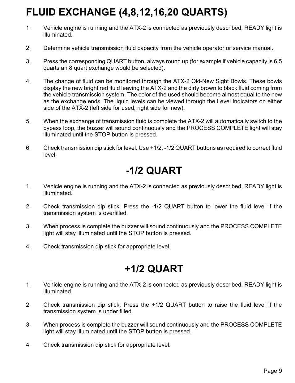 1/2 quart | MAHLE RTI ATX-2PS (Rev B) User Manual | Page 10 / 17