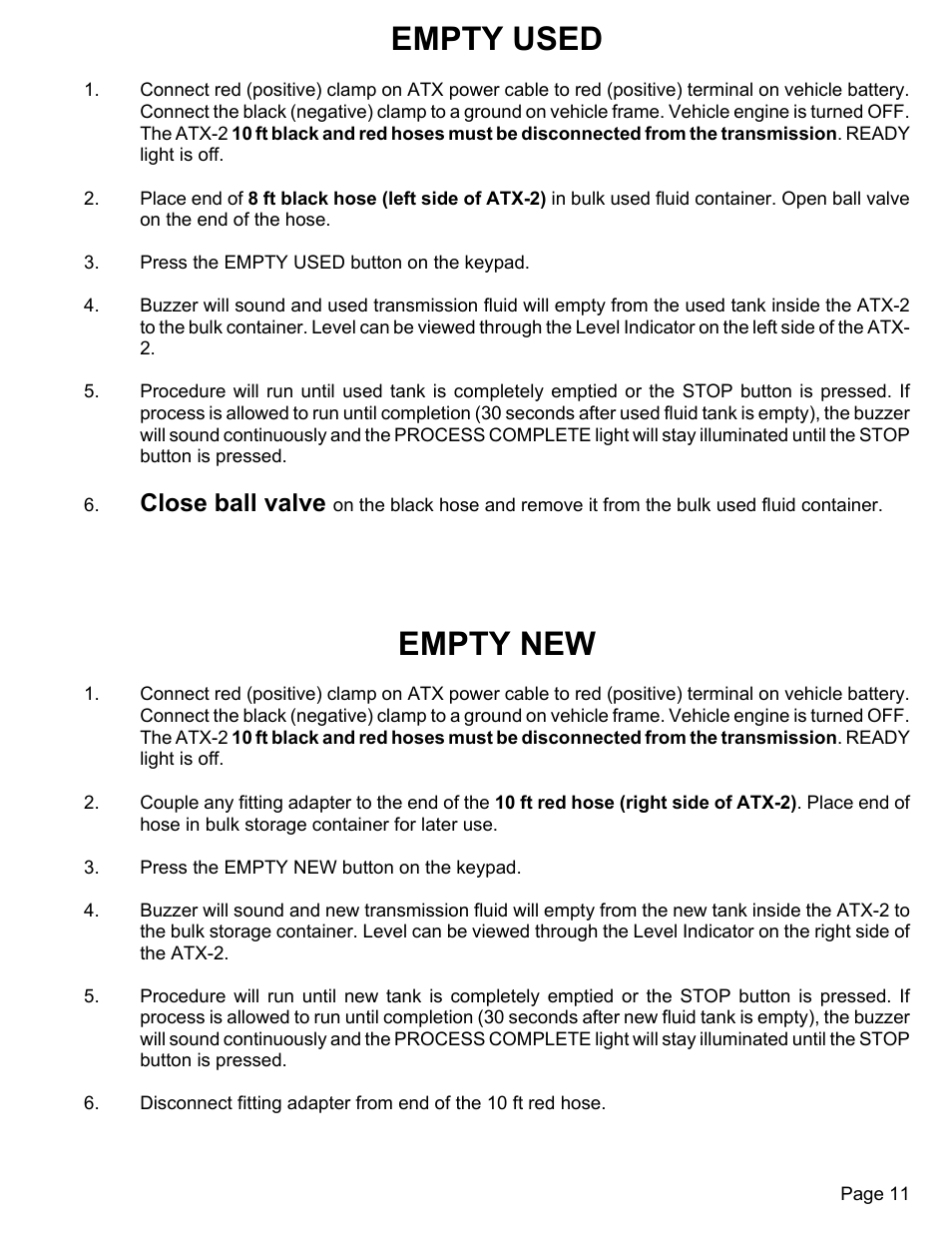 Empty used, Empty new, Close ball valve | MAHLE RTI ATX-2PS User Manual | Page 12 / 18