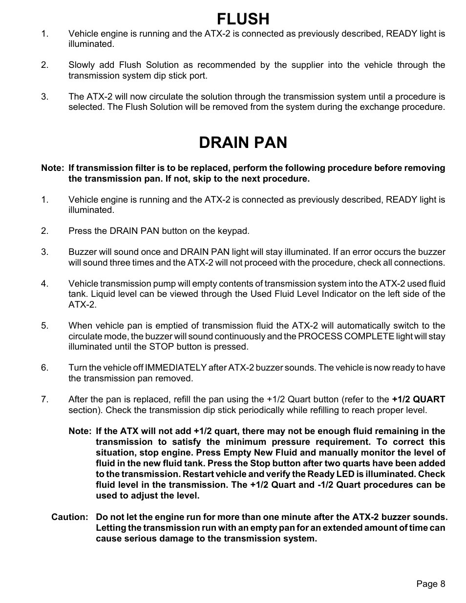 Flush, Drain pan | MAHLE RTI ATX-2PS User Manual | Page 9 / 18