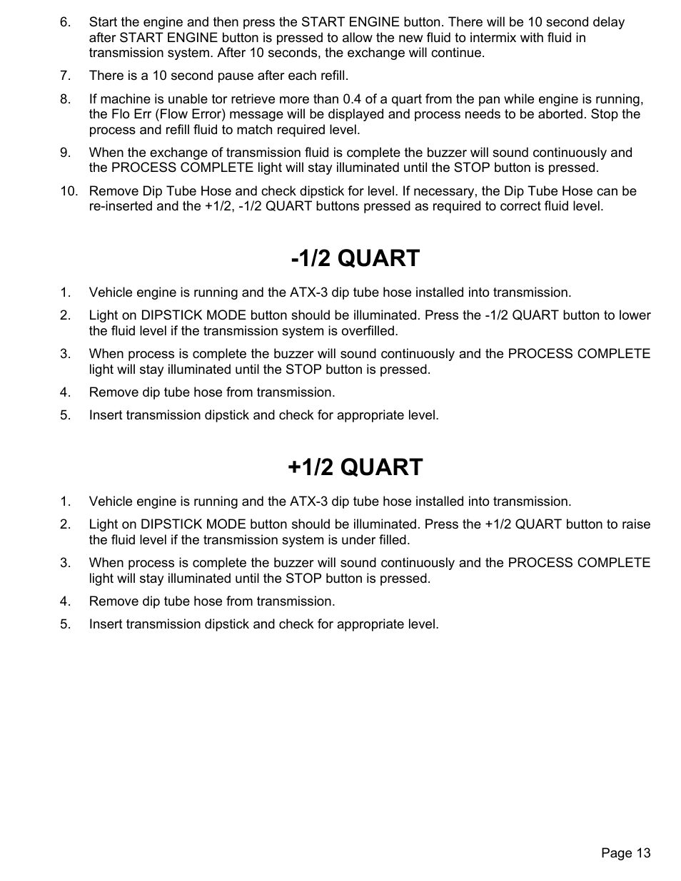 1/2 quart | MAHLE RTI ATX-3 User Manual | Page 14 / 22