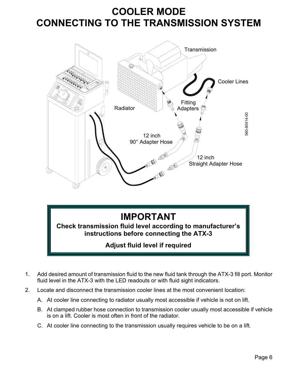 Cooler mode connecting to the transmission system, Important | MAHLE RTI ATX-3 User Manual | Page 7 / 22