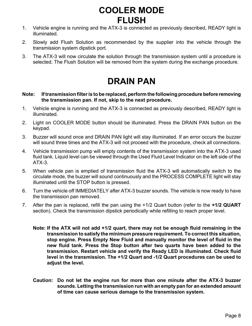 Cooler mode flush, Drain pan | MAHLE RTI ATX-3 User Manual | Page 9 / 22