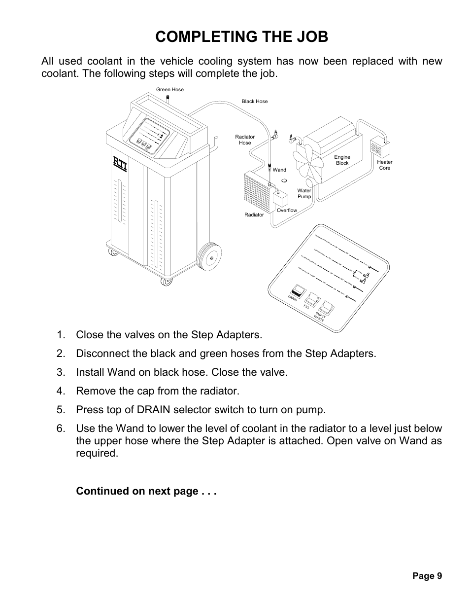 Completing the job, Page 9 | MAHLE RTI MCX-1 (Rev A) User Manual | Page 10 / 16