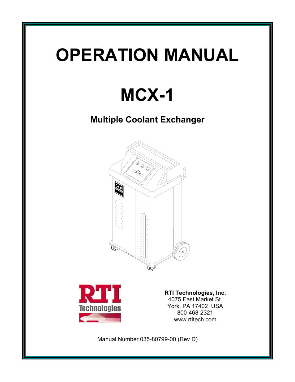 MAHLE RTI MCX-1 (Rev D) User Manual | 18 pages