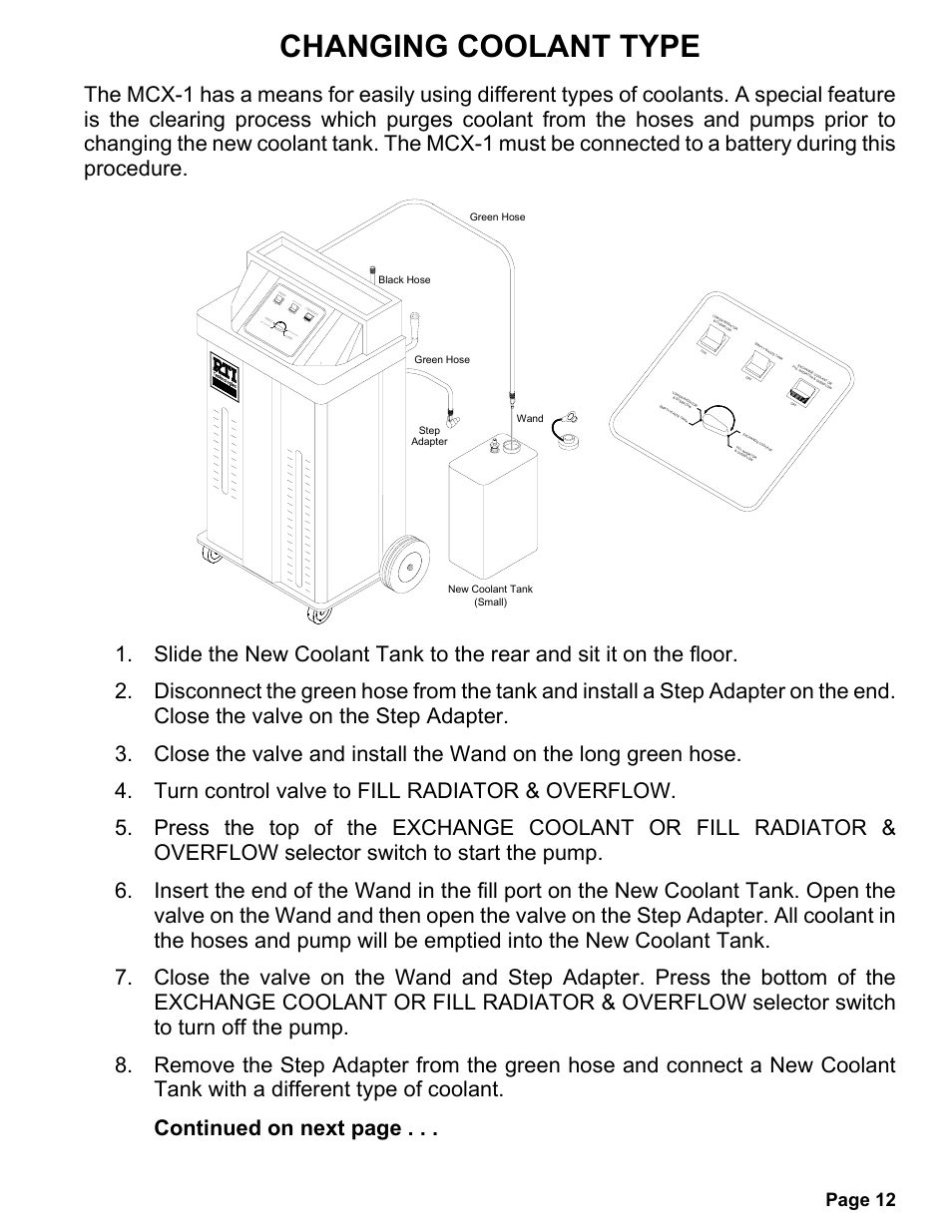Changing coolant type, Page 12 | MAHLE RTI MCX-1 (Rev D) User Manual | Page 13 / 18