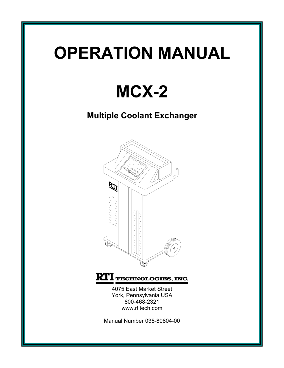 MAHLE RTI MCX-2 (Rev A) User Manual | 18 pages