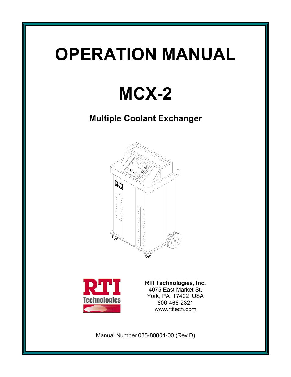 MAHLE RTI MCX-2 (Rev D) User Manual | 20 pages