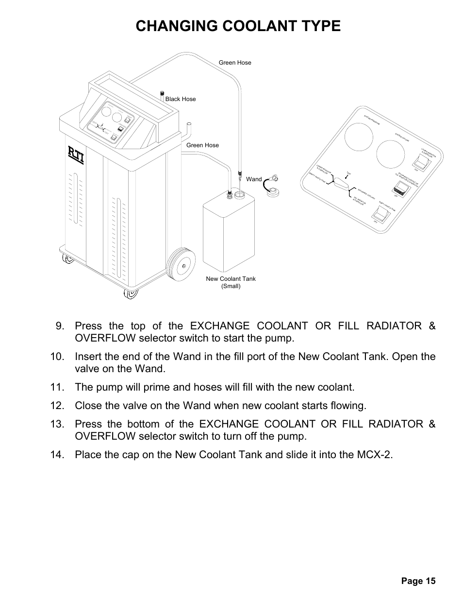 Changing coolant type, Page 15 | MAHLE RTI MCX-2 (Rev D) User Manual | Page 16 / 20