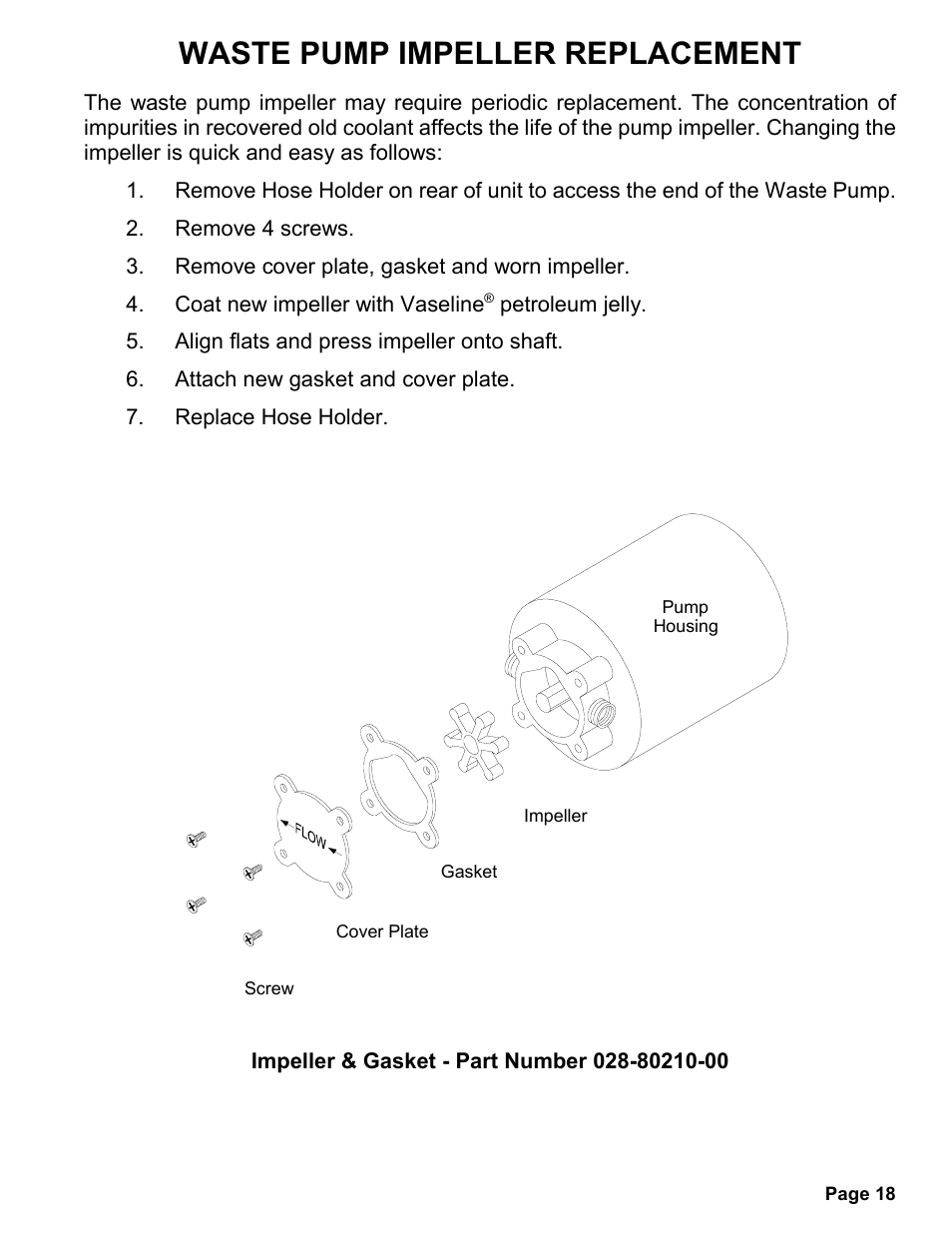 Waste pump impeller replacement | MAHLE RTI MCX-2 (Rev D) User Manual | Page 19 / 20