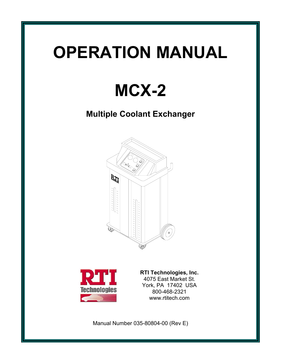MAHLE RTI MCX-2 (Rev E) User Manual | 20 pages