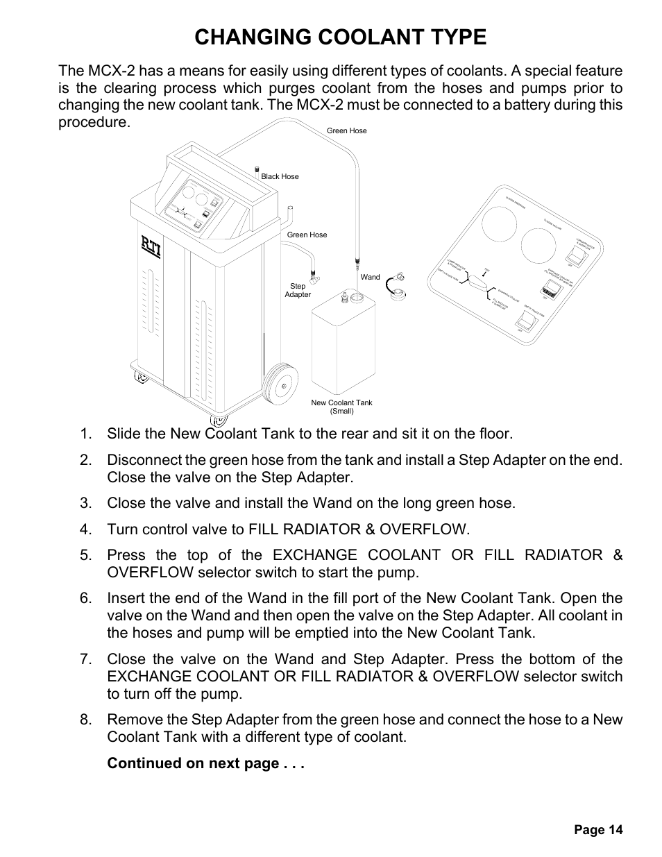 Changing coolant type, Page 14 | MAHLE RTI MCX-2 (Rev E) User Manual | Page 15 / 20