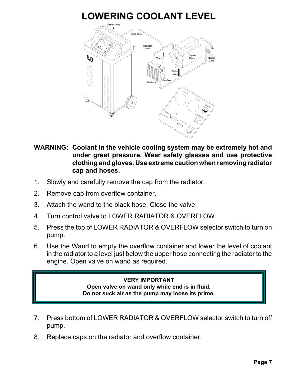 Lowering coolant level | MAHLE RTI MCX-2 (Rev E) User Manual | Page 8 / 20