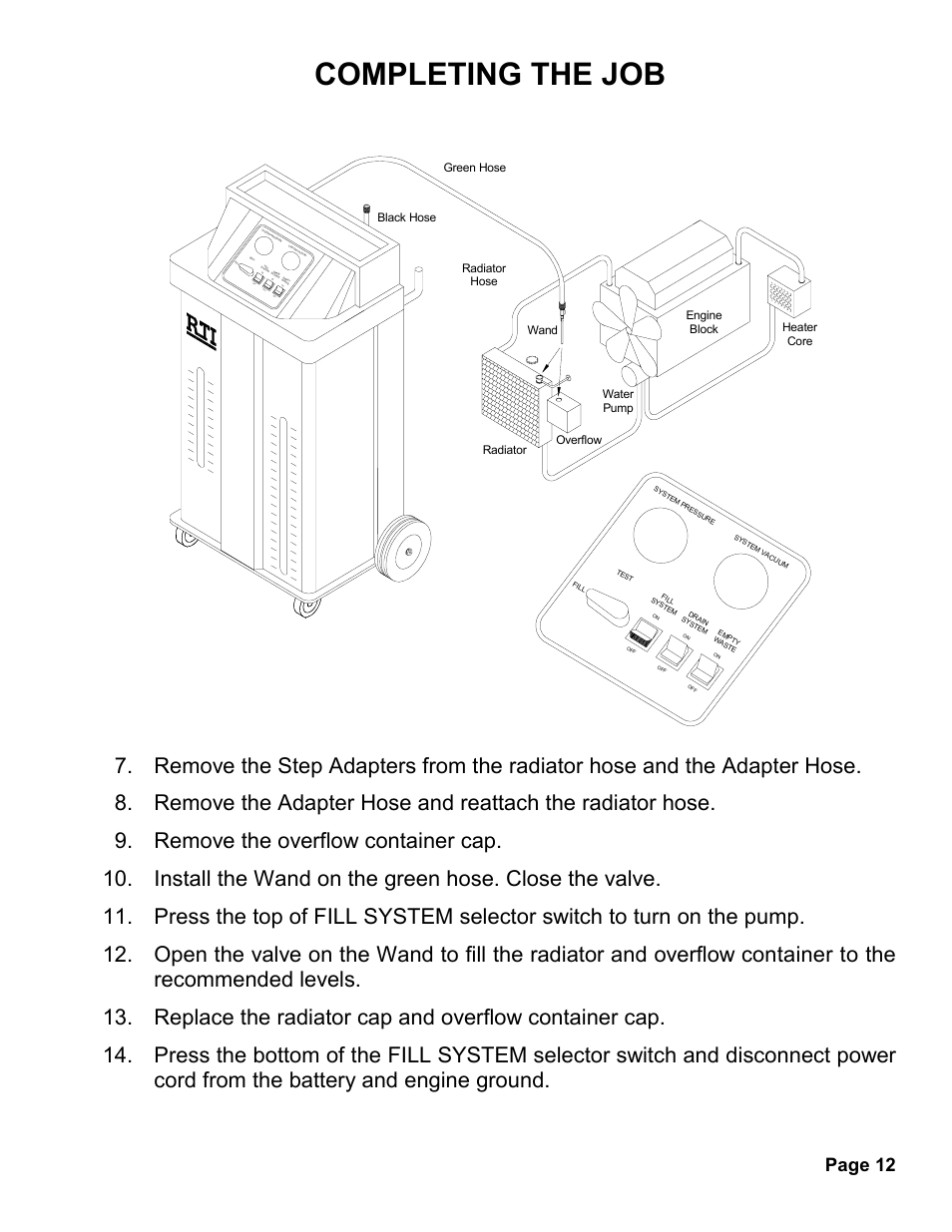 Completing the job, Page 12, Off on off off on | MAHLE RTI MCX-2 User Manual | Page 13 / 18