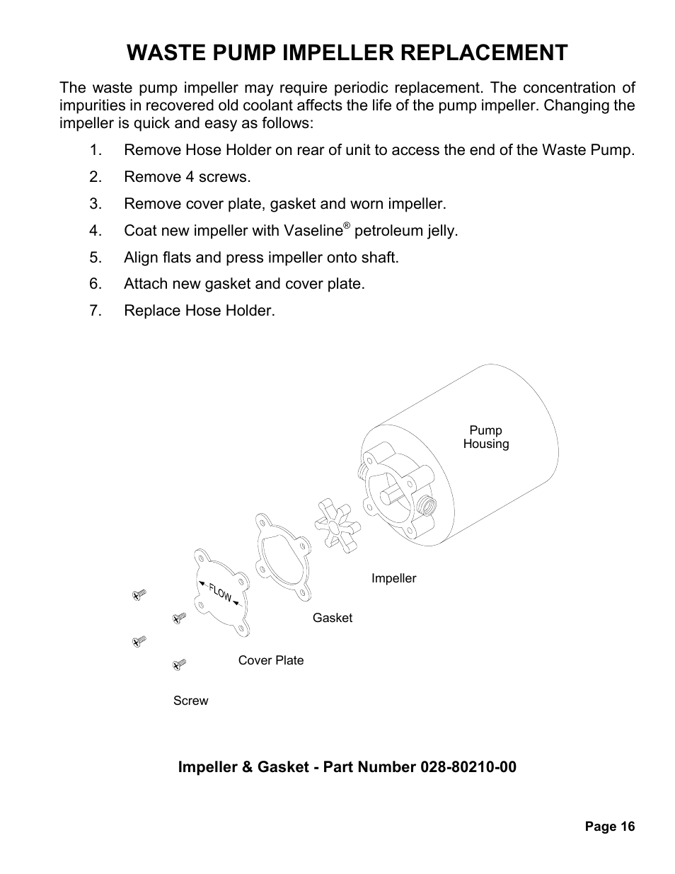 Waste pump impeller replacement | MAHLE RTI MCX-2 User Manual | Page 17 / 18