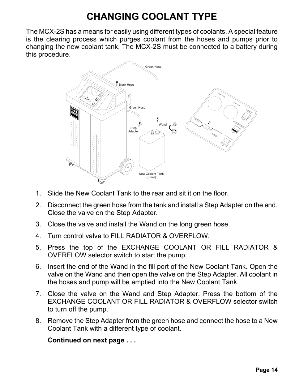 Changing coolant type, Page 14 | MAHLE RTI MCX-2 (Rev F) User Manual | Page 15 / 20