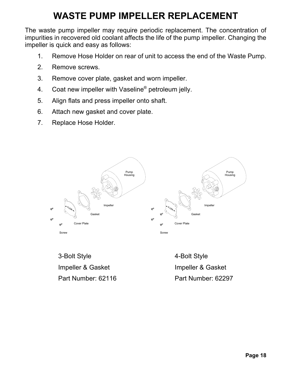 Waste pump impeller replacement | MAHLE RTI MCX-2 (Rev F) User Manual | Page 19 / 20