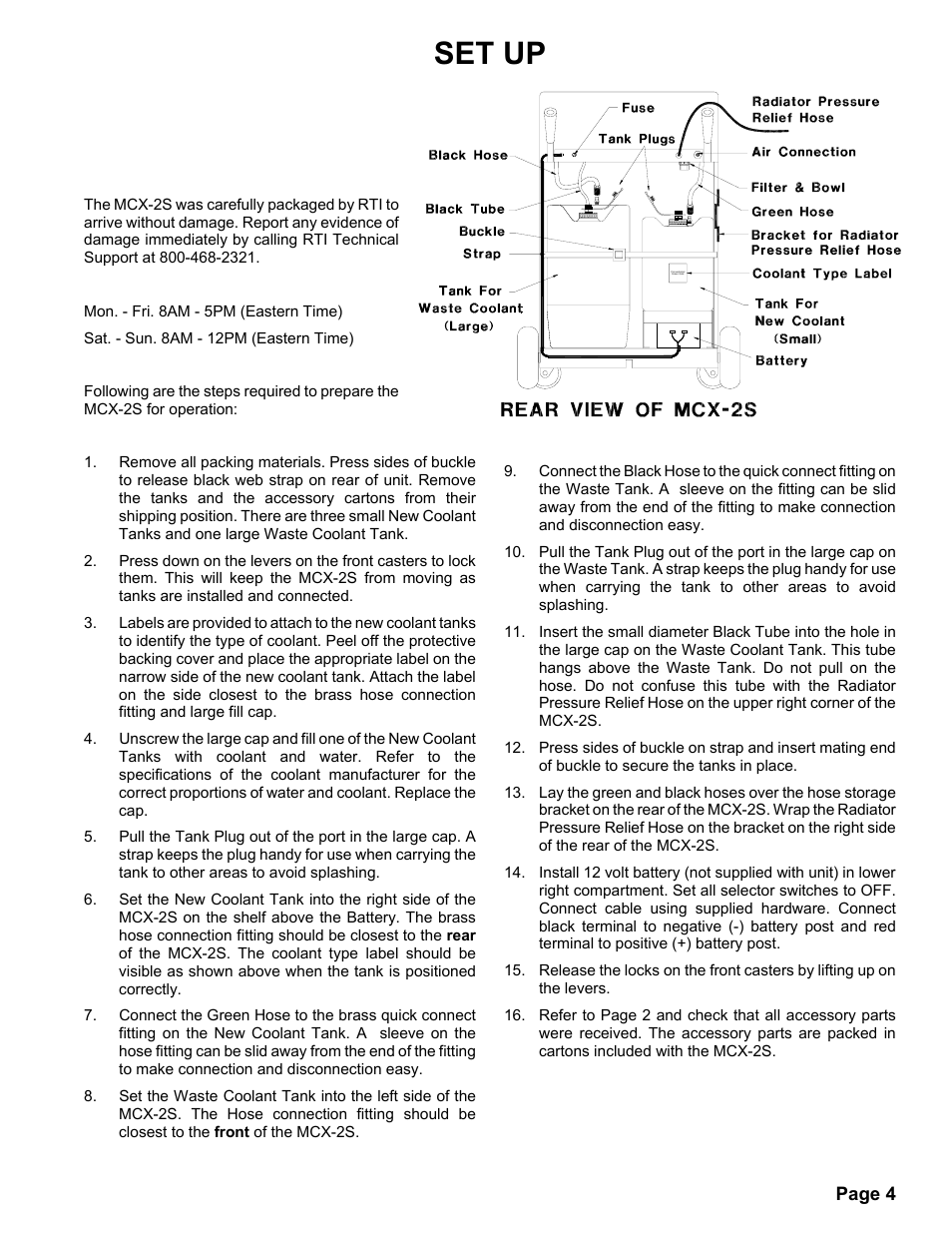 Set up | MAHLE RTI MCX-2 (Rev F) User Manual | Page 5 / 20