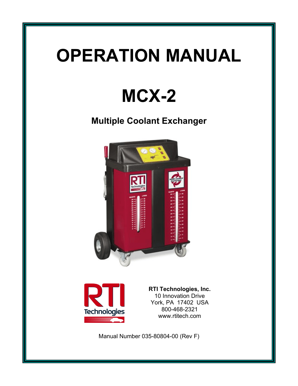 MAHLE RTI MCX-2 (Rev F) User Manual | 21 pages