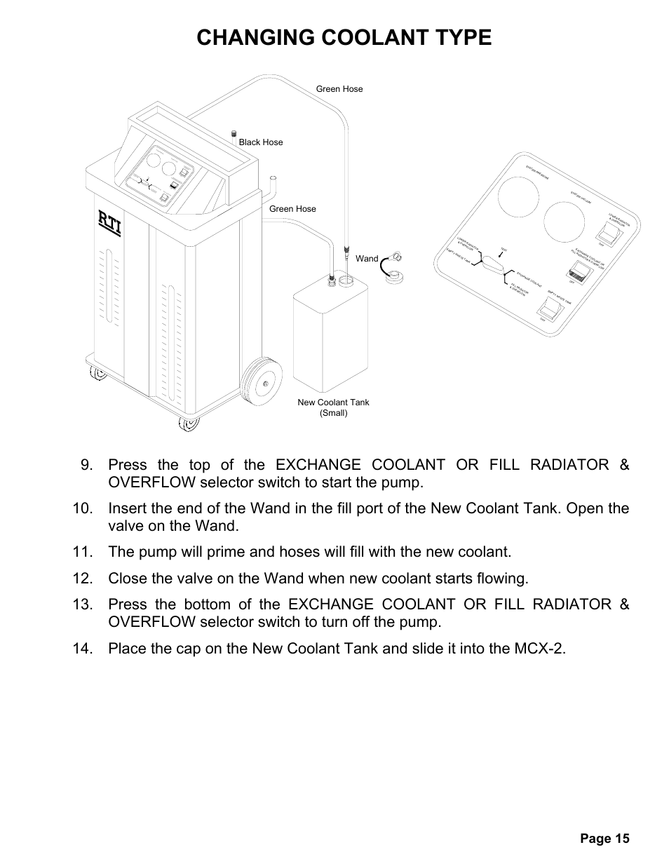 Changing coolant type, Page 15 | MAHLE RTI MCX-2 (Rev F) User Manual | Page 16 / 21
