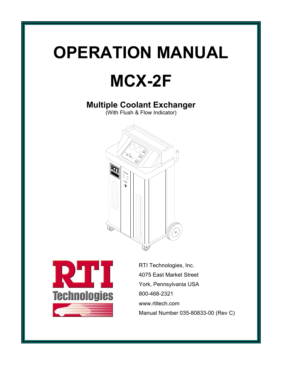 MAHLE RTI MCX-2F (Rev C) User Manual | 21 pages