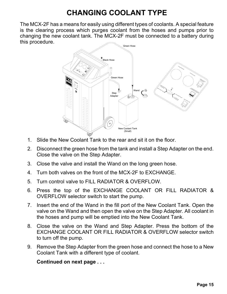 Changing coolant type, Page 15 | MAHLE RTI MCX-2F (Rev C) User Manual | Page 16 / 21