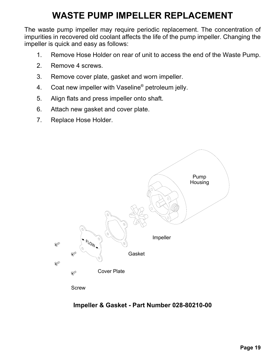 Waste pump impeller replacement | MAHLE RTI MCX-2F (Rev C) User Manual | Page 20 / 21
