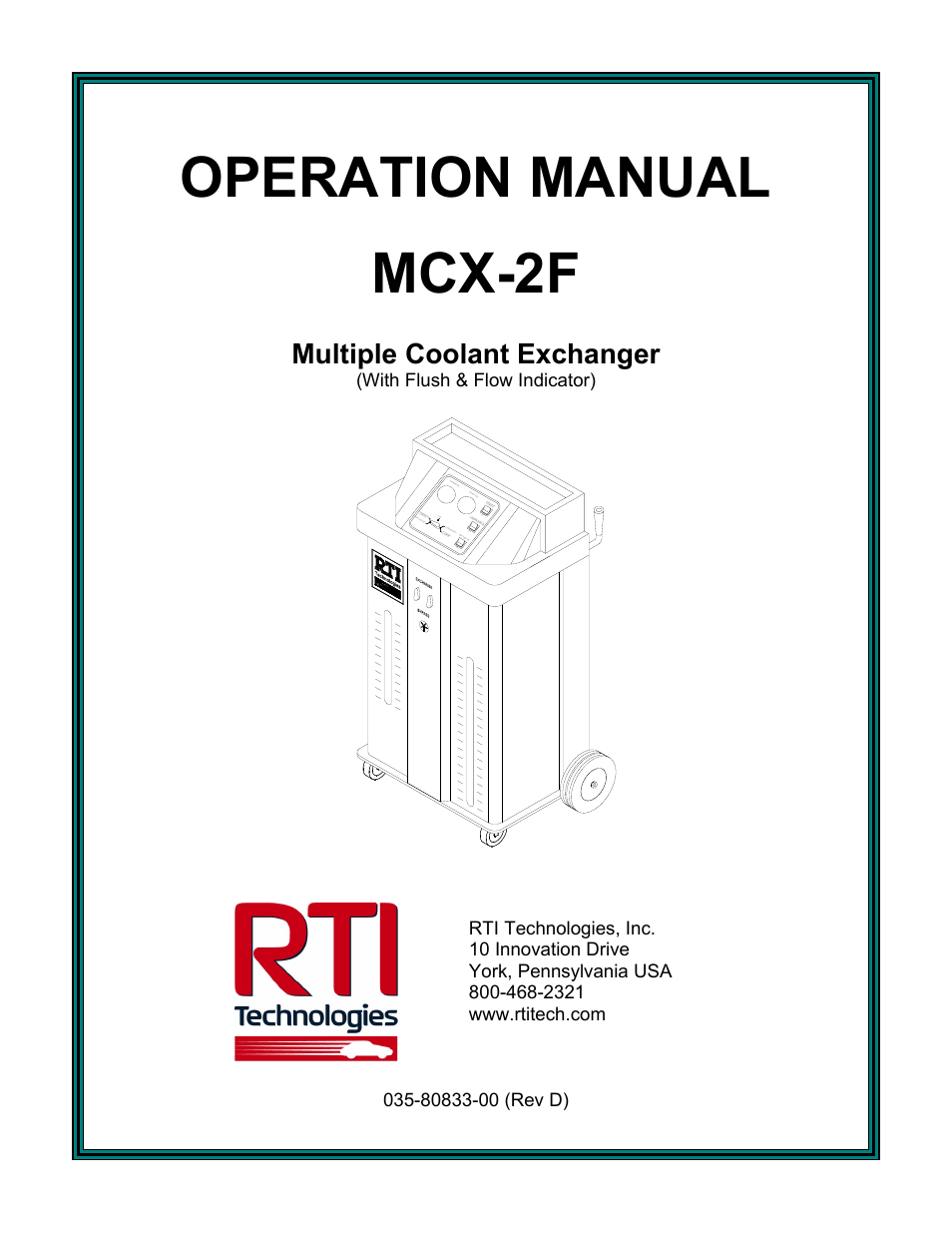 MAHLE RTI MCX-2F (Rev D) User Manual | 21 pages