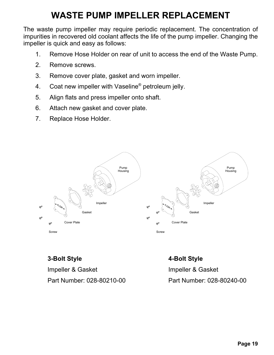Waste pump impeller replacement | MAHLE RTI MCX-2F (Rev D) User Manual | Page 20 / 21