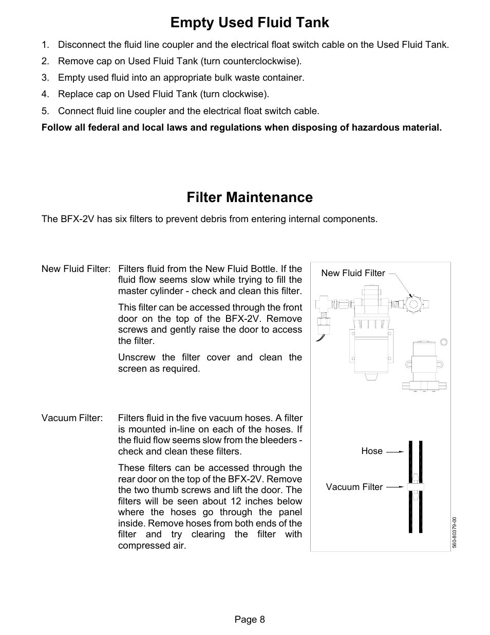 Empty used fluid tank, Filter maintenance | MAHLE RTI BFX-2 User Manual | Page 9 / 12