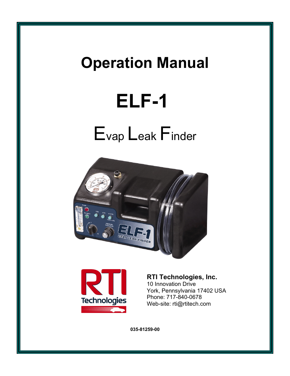 MAHLE RTI ELF-1 User Manual | 14 pages