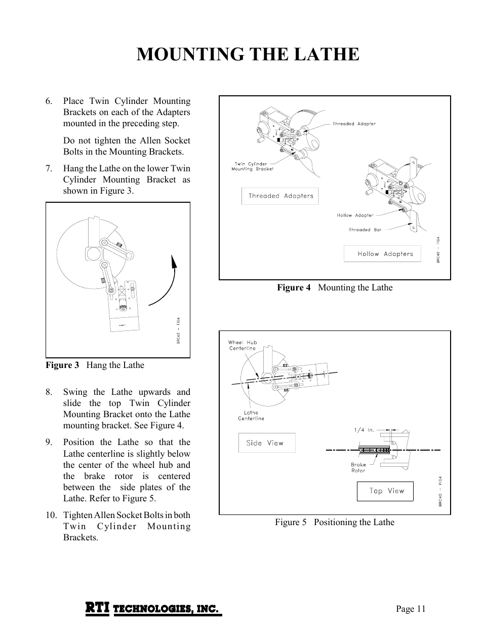Mounting the lathe | MAHLE RTI BRC40 User Manual | Page 12 / 19