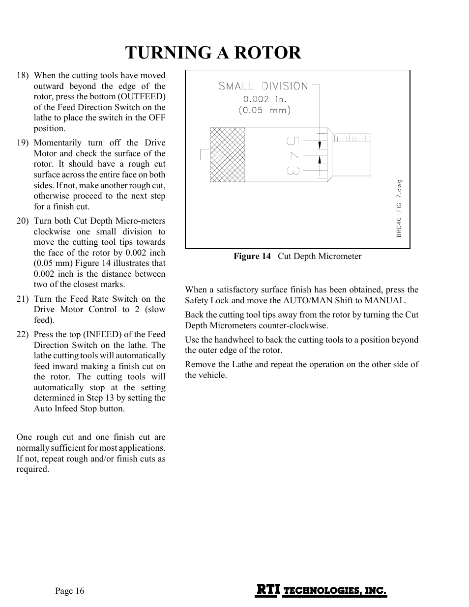 Turning a rotor | MAHLE RTI BRC40 User Manual | Page 17 / 19