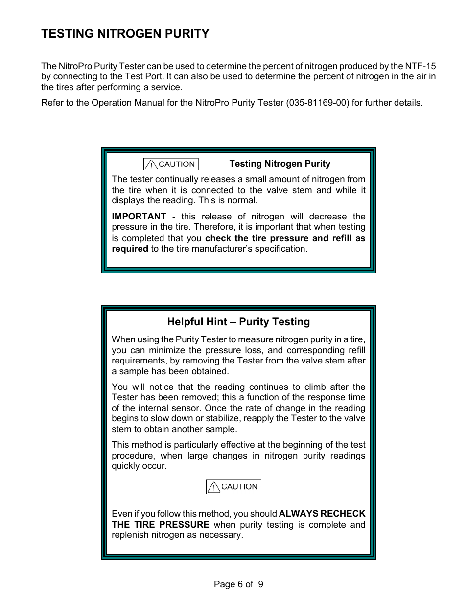 Testing nitrogen purity | MAHLE RTI NTF-15 User Manual | Page 8 / 11