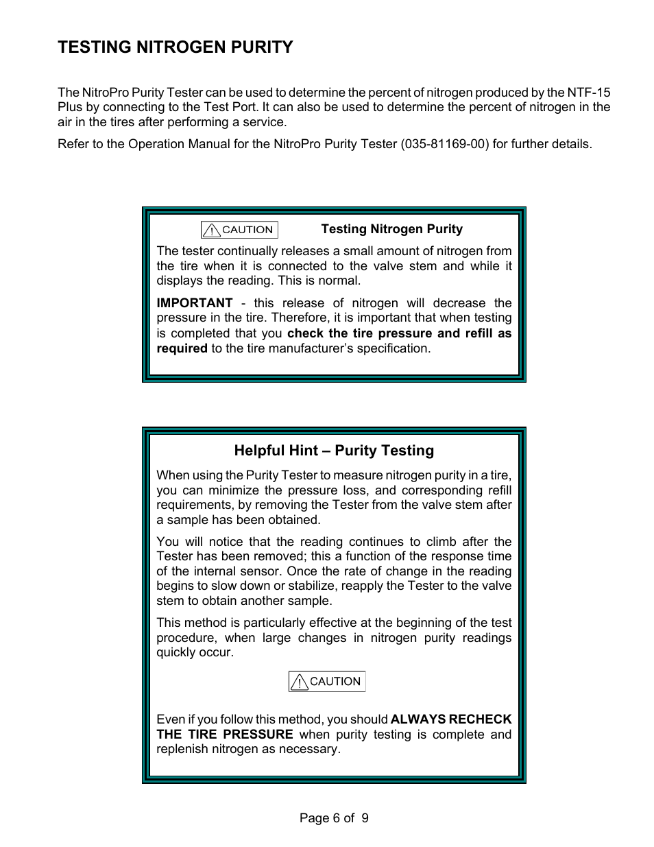 Testing nitrogen purity | MAHLE RTI NTF-15H User Manual | Page 8 / 11