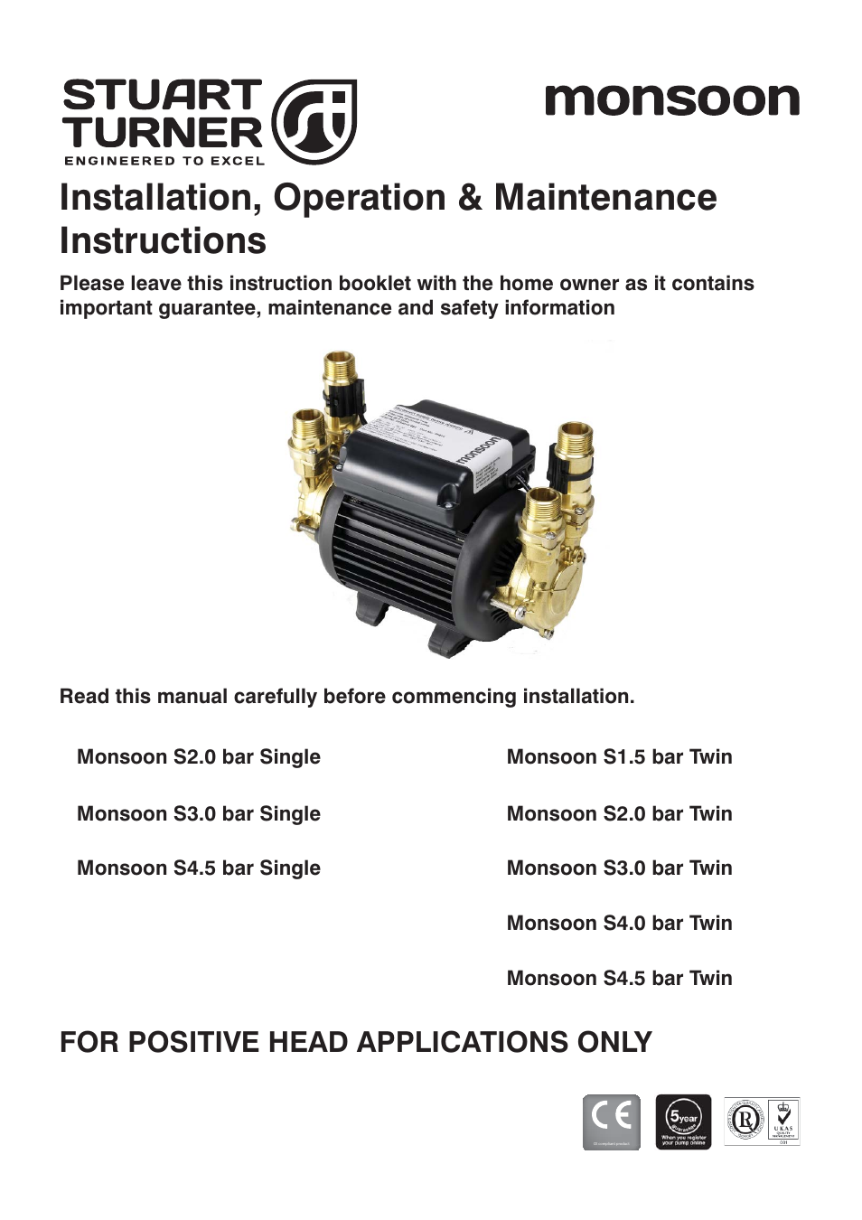 Stuart Turner Monsoon S1.5 bar Twin User Manual | 24 pages