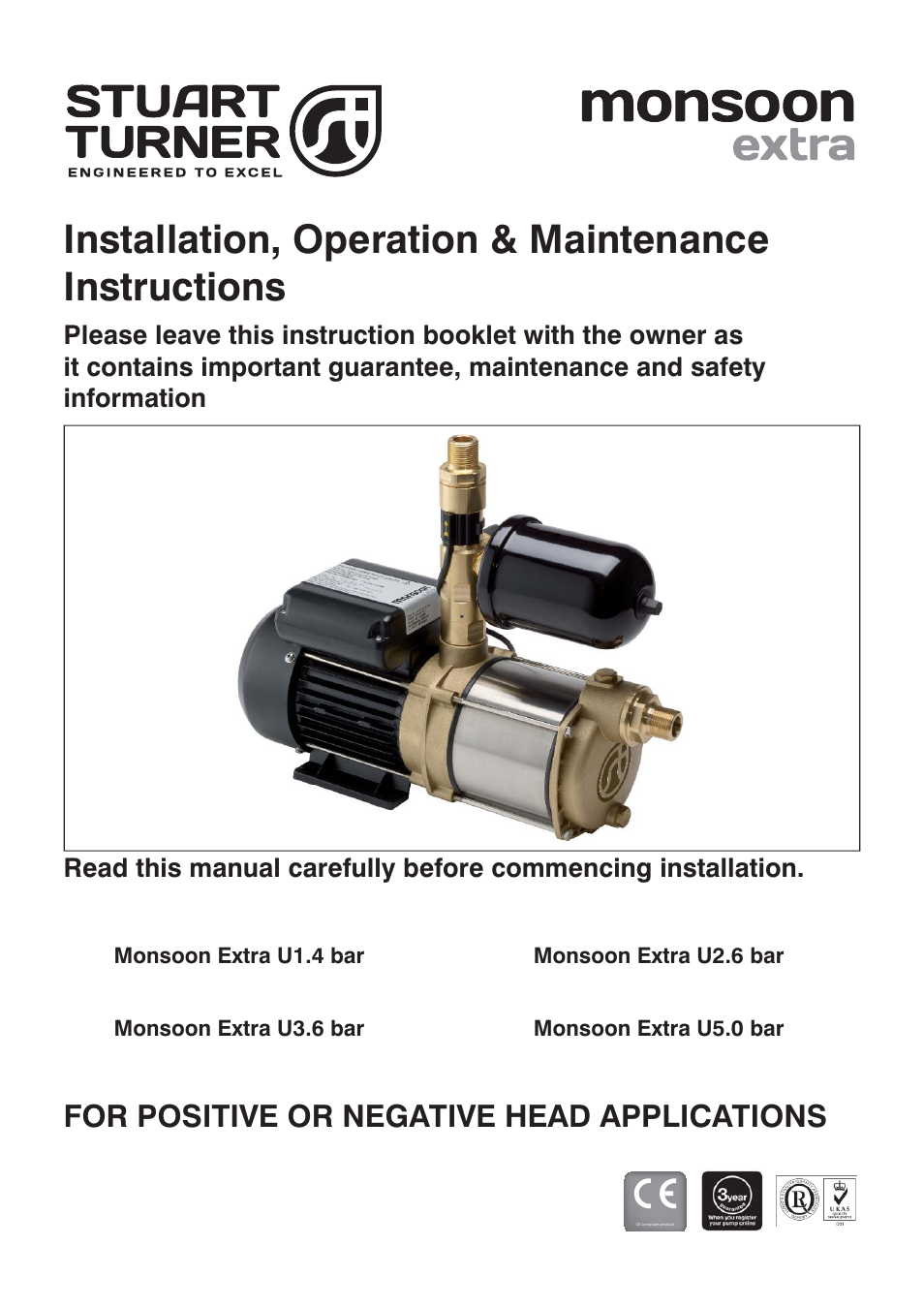 Stuart Turner Monsoon Extra U1.4 bar Single User Manual | 20 pages