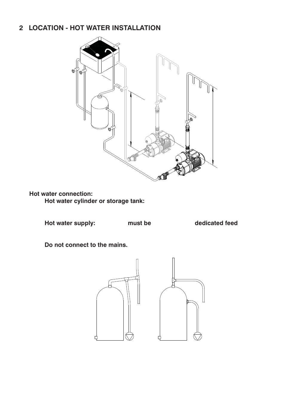 2 location - hot water installation | Stuart Turner Monsoon Extra U1.4 bar Single User Manual | Page 8 / 20