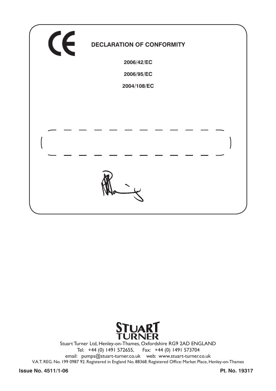 Declaration of conformity, Business development director | Stuart Turner Monsoon Extra U3.0 bar Single User Manual | Page 24 / 24