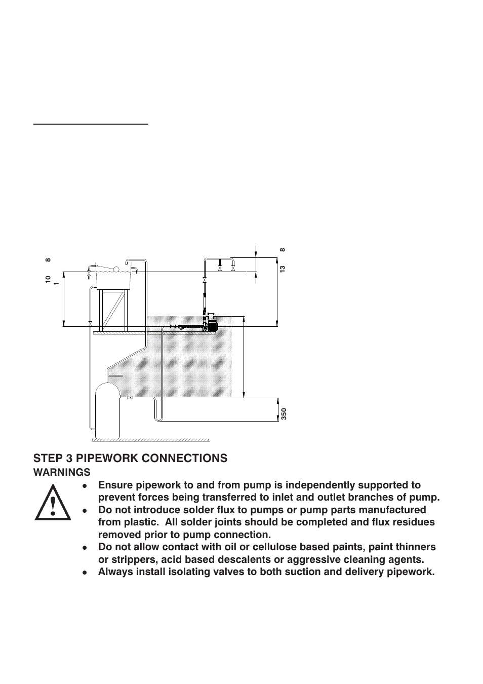 Hot water installations, Step 3 pipework connections (general) | Stuart Turner Monsoon Extra U3.0 bar Single User Manual | Page 6 / 24