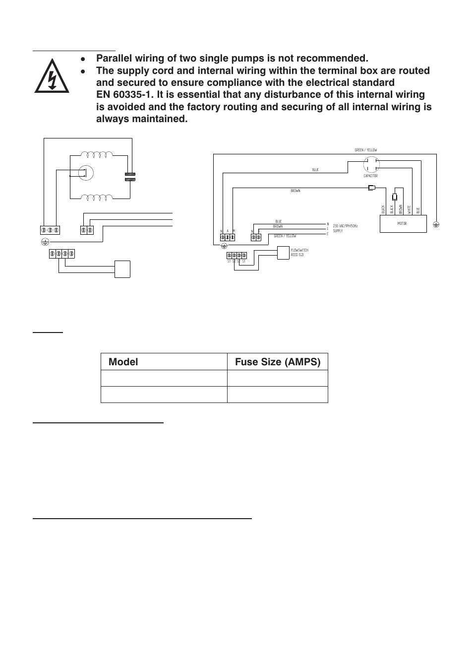 Supply cord replacement, Wiring diagrams, Fuses | Stuart Turner Monsoon Extra S3.0 bar Single User Manual | Page 11 / 20