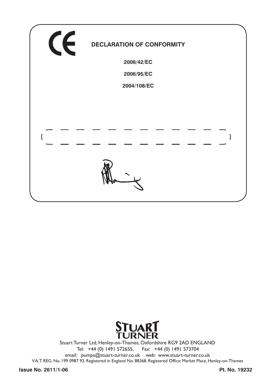 Declaration of conformity, Business development director | Stuart Turner Monsoon Extra S3.0 bar Single User Manual | Page 20 / 20