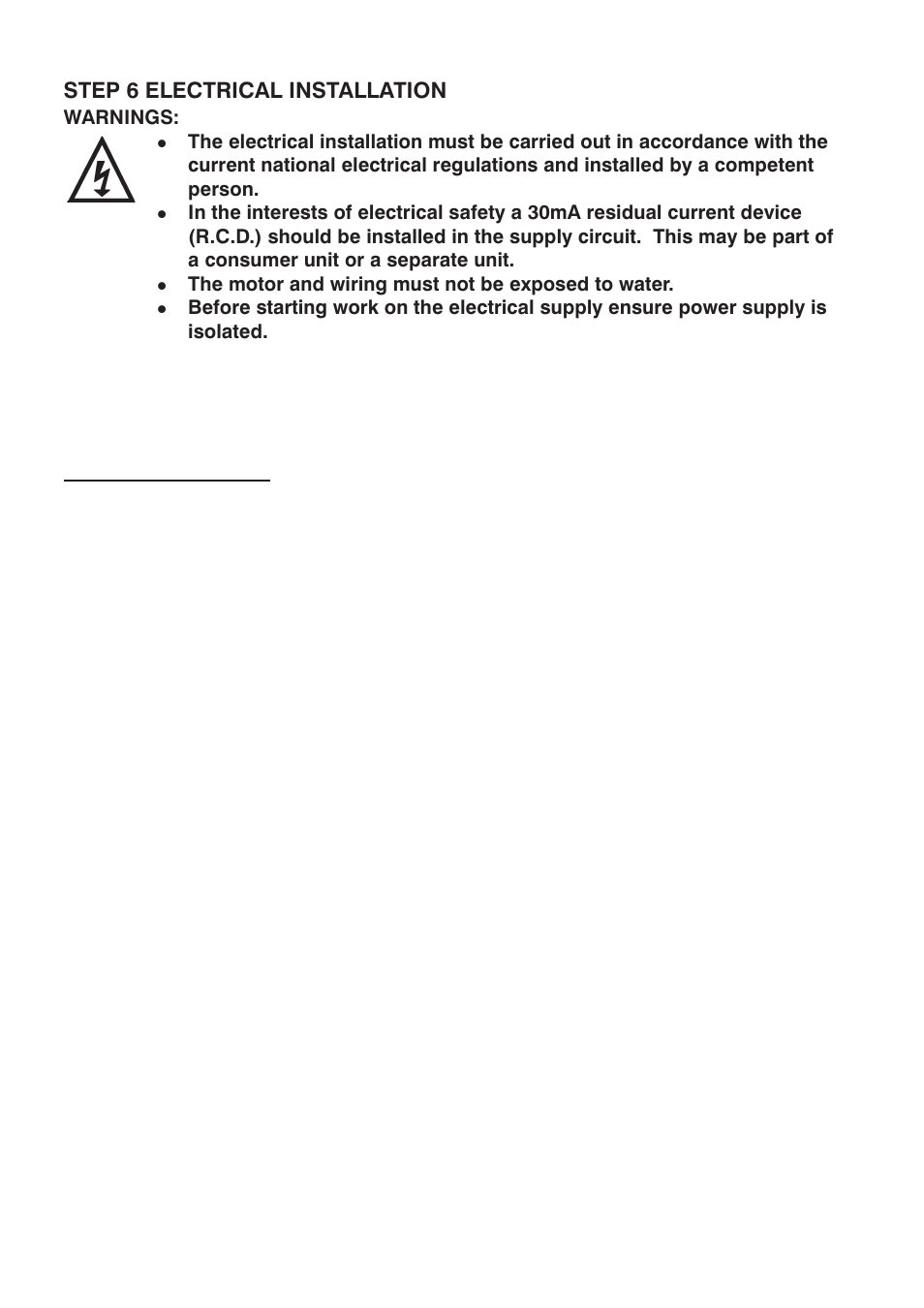 Step 6 electrical installation, Electrical connection | Stuart Turner 3.2 bar PS User Manual | Page 8 / 20